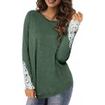 Forest Green Womens Plus Size Tops Lace Long Sleeve Casual Tunic Shirts Round Neck Blouses M-3X Forest Green Womens Plus Size Tops Lace Long Sleeve Casual Tunic Shirts Round Neck Blouses M-3X