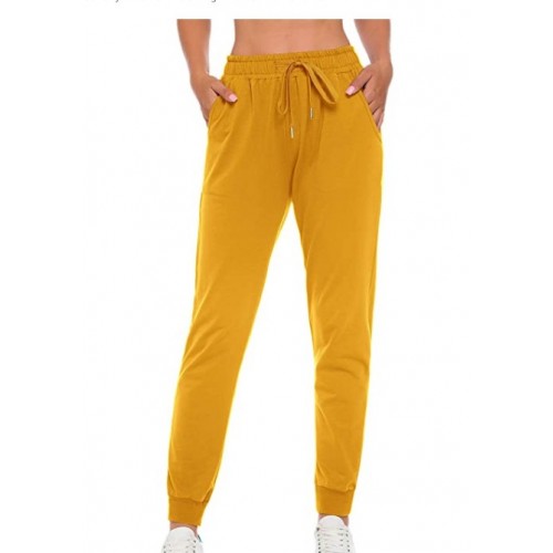 Yellow Women's Drawstring Waist Long Workout Yoga Legging Active Pant with Pocket Yellow Women's Drawstring Waist Long Workout Yoga Legging Active Pant with Pocket