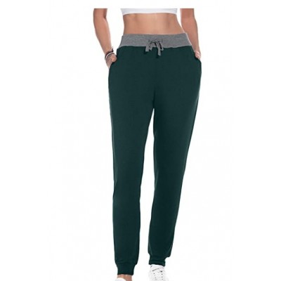 04 Blackish Green Women Joggers Cozy Cotton Sweatpants Tapered Active Yoga Lounge Track Pants with Pockets