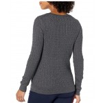 Charcoal Heather Women's Lightweight Long-Sleeve Cable Crewneck Sweater Charcoal Heather Women's Lightweight Long-Sleeve Cable Crewneck Sweater