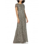 Women's Short-Sleeve All Over Sequin Gown